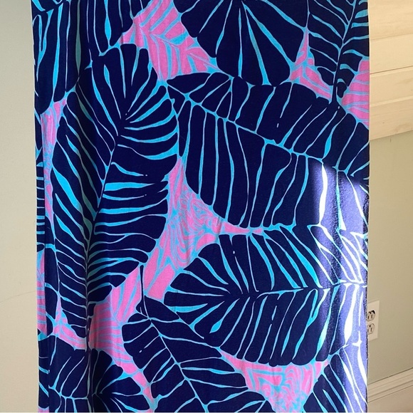 Lilly Pulitzer Maxi Skirt Size Large Under the Palms Print Navy Blue Pink - Picture 7 of 15